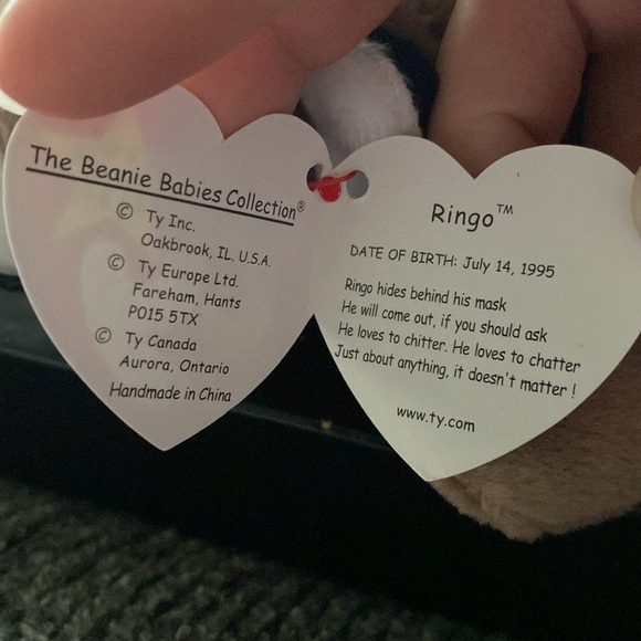 Beanie Baby TY 1995 Ringo Vintage Raccoon - Picture 3 of 8